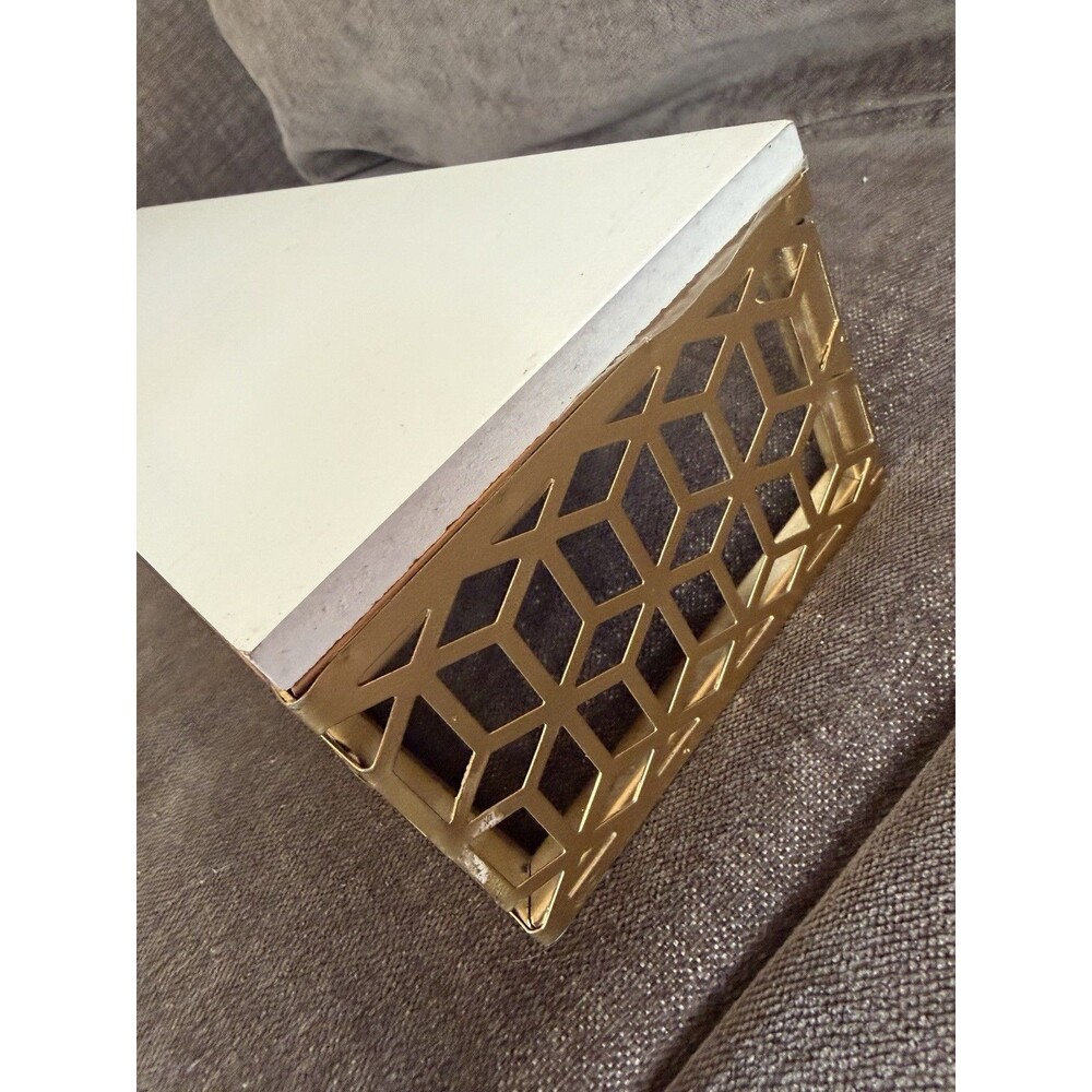 Floating Wall Shelf White Decorative Gold Cut Out Shabby Modern 18”L 4” Solid - Picture 13 of 16